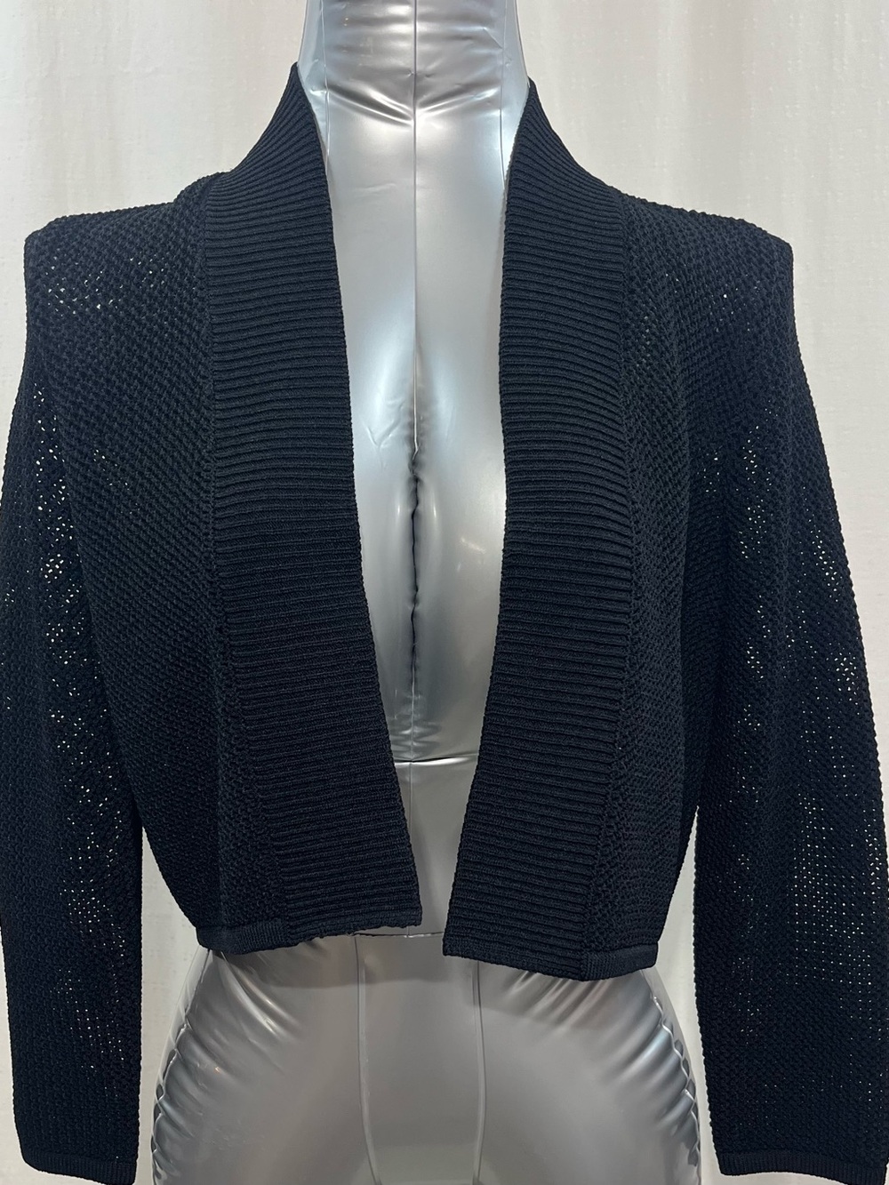 Ladies Calvin Klein Black Open Knit Cropped Cardigan party overlay work 1317
